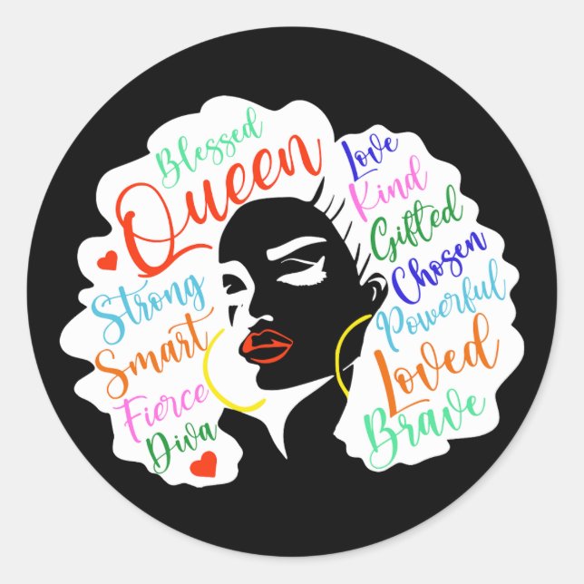 Strong Black Woman Classic Round Sticker (Front)