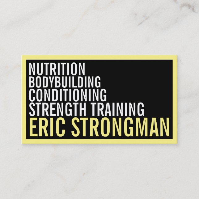 Strong bold style framed black yellow business card (Front)
