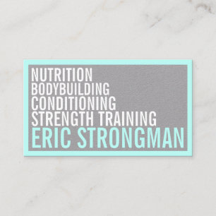 Strong bold style framed cyan gray business card