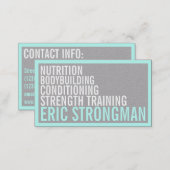 Strong bold style framed cyan gray business card (Front/Back)