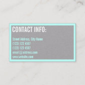 Strong bold style framed cyan gray business card (Back)