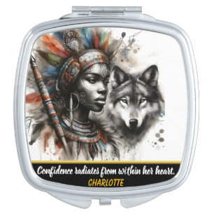 Strong bond between woman and wolf compact mirror
