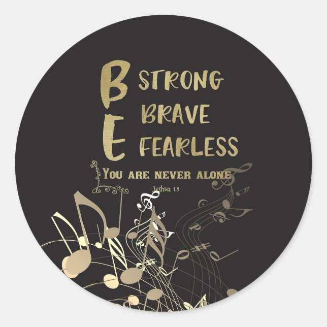 Strong, Brave, Fearless Quote Classic Round Sticker (Front)