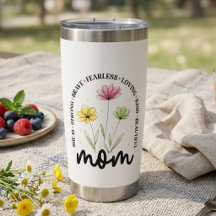 Strong Brave Fearless Wildflower Floral Mom