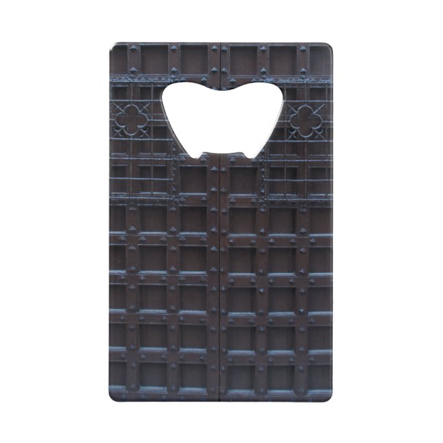 Strong Brown Iron Door Credit Card Bottle Opener (Front)