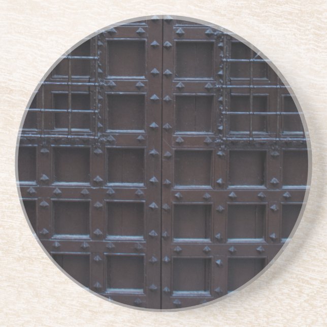 Strong Brown Iron Door Sandstone Coaster (Front)