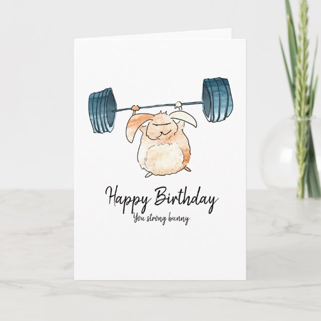 Strong Bunny Birthday Card (Front)