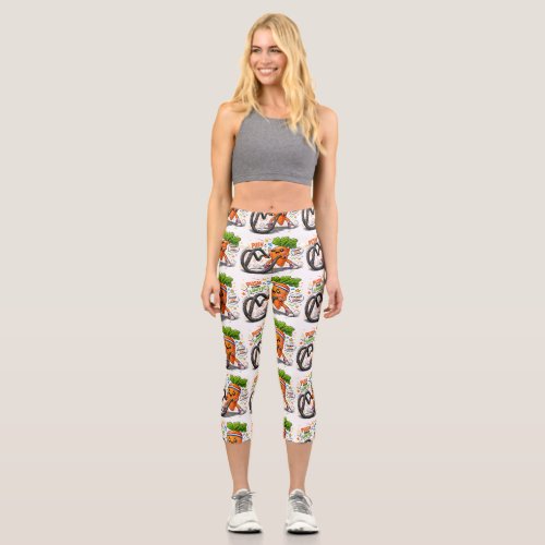 Strong Carrot Battle Ropes Fitness Motivation Masc Capri Leggings
