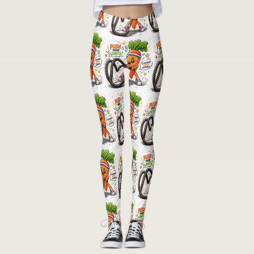 Strong Carrot Battle Ropes Fitness Motivation Masc Leggings
