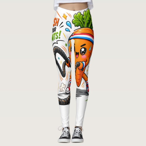 Strong Carrot Battle Ropes Fitness Motivation Masc Leggings
