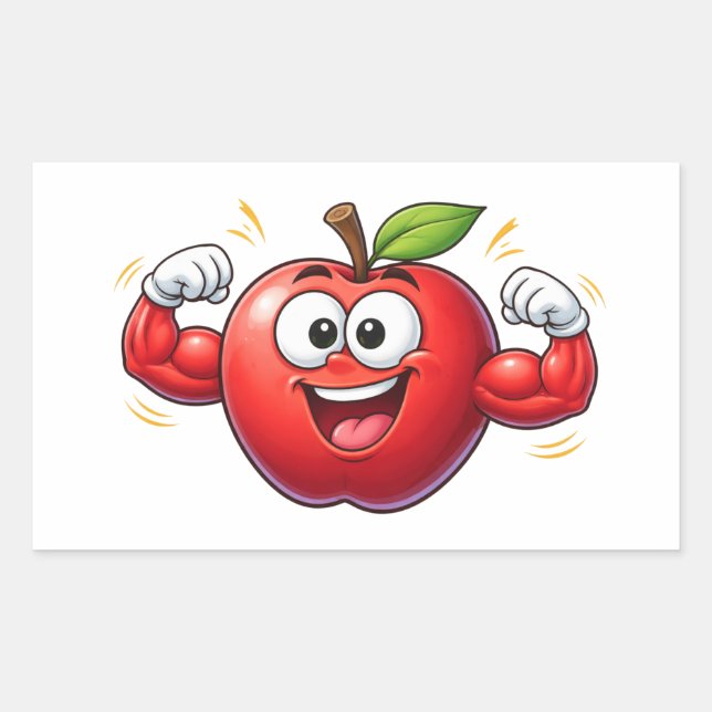 Strong Cartoon Apple Flexing Muscles Sticker (Front)