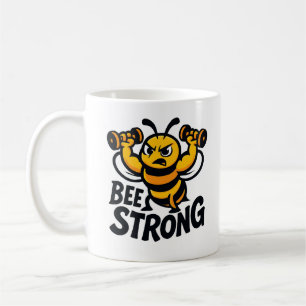Strong Cartoon Bee Fitness Mascot Coffee Mug