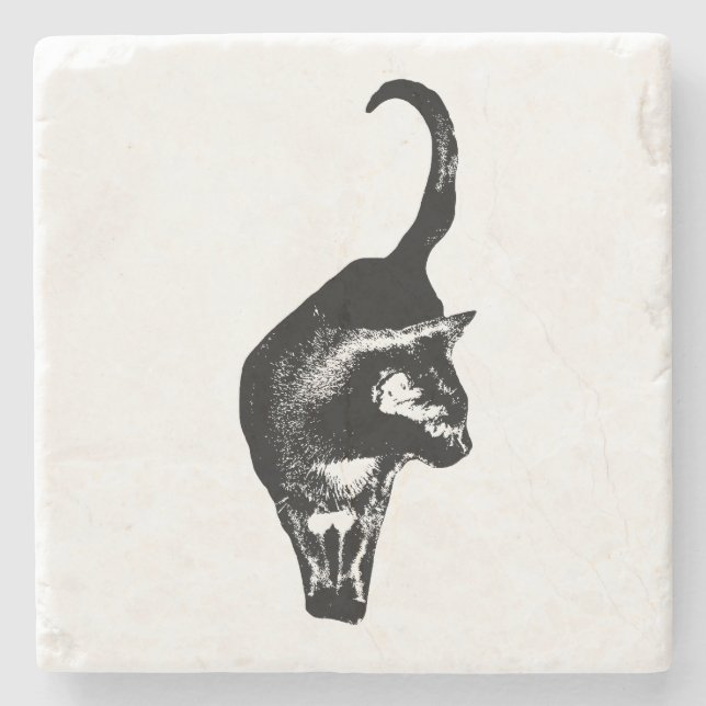 Strong Cat Mark Stone Coaster (Front)