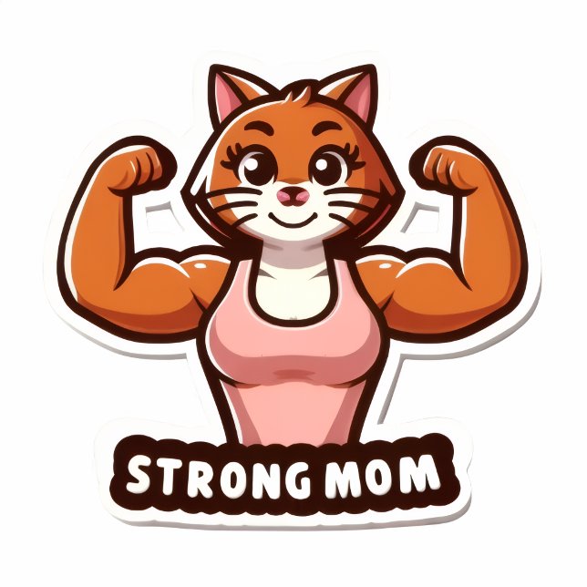 Strong Cat Mom Sticker – Funny Gym Cat Gift (Funny Strong Cat Mom Sticker)