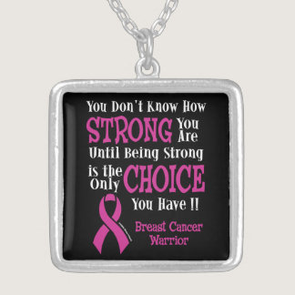 Strong/Choice...Breast Cancer Silver Plated Necklace