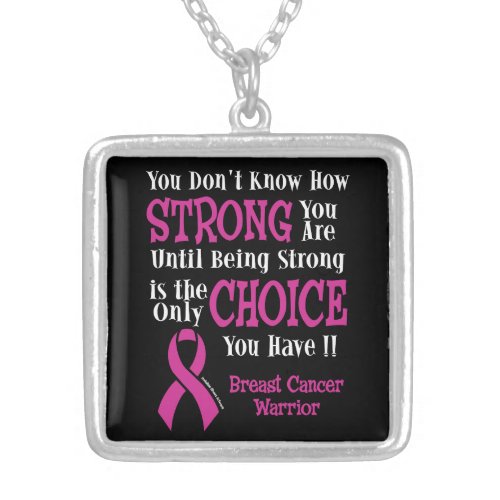 StrongChoiceBreast Cancer Silver Plated Necklace