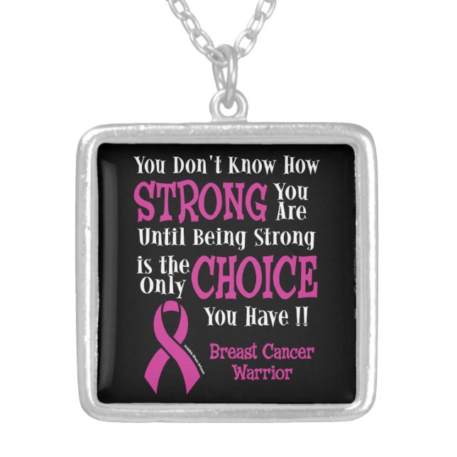 Strong/Choice...Breast Cancer Silver Plated Necklace (Front)