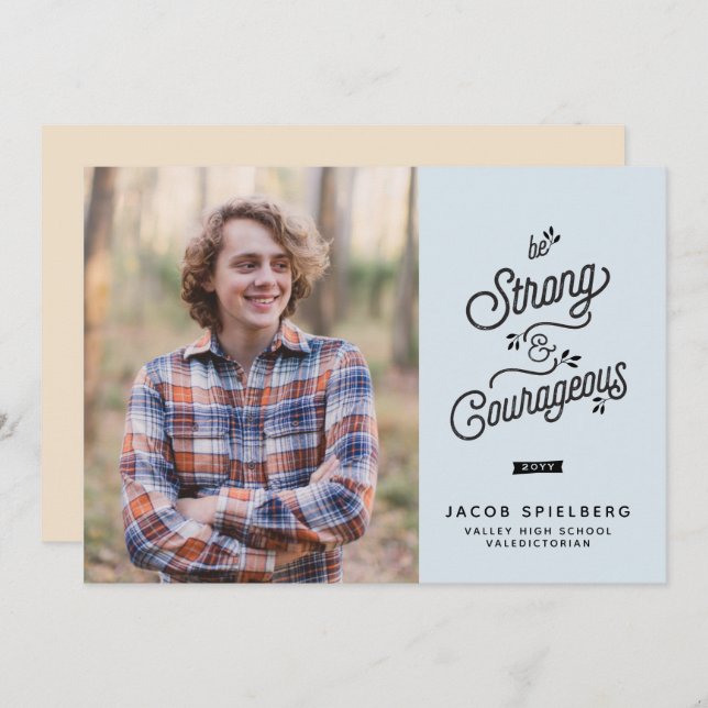 Strong & Courageous Graduation Announcement (Front/Back)