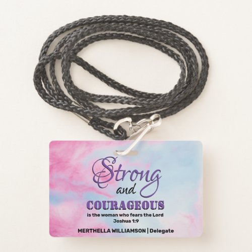 STRONG COURAGEOUS WOMAN Christian Conference Badge
