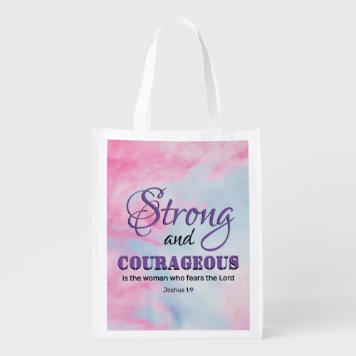 STRONG COURAGEOUS WOMAN Christian Grocery Bag