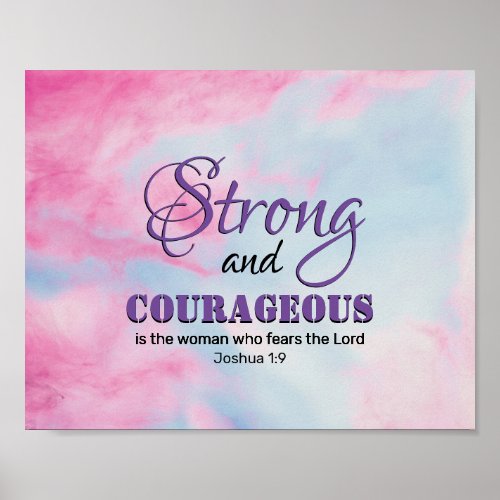 STRONG COURAGEOUS WOMAN Inspirational Christian Poster
