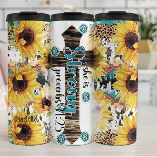 Strong Cross: Proverbs 31:25 Thermal Tumbler