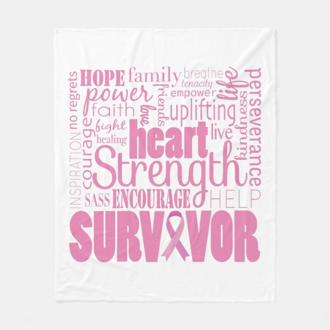 Strong Descriptives Cancer Survivor Fleece Blanket (Front)