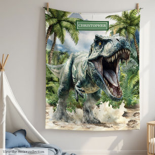 Strong Dinosaur Blanket Custom Name Personalized 