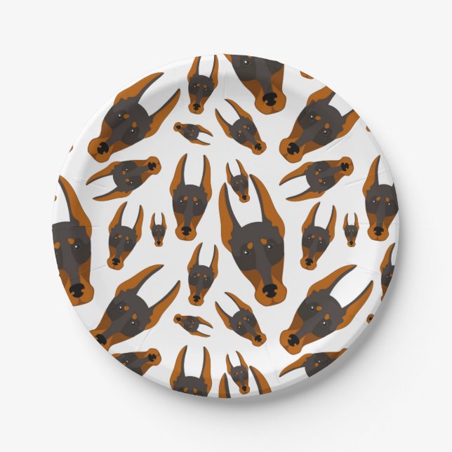 Strong Dobie Dog Doberman Pinscher Custom Puppy Paper Plates (Front)