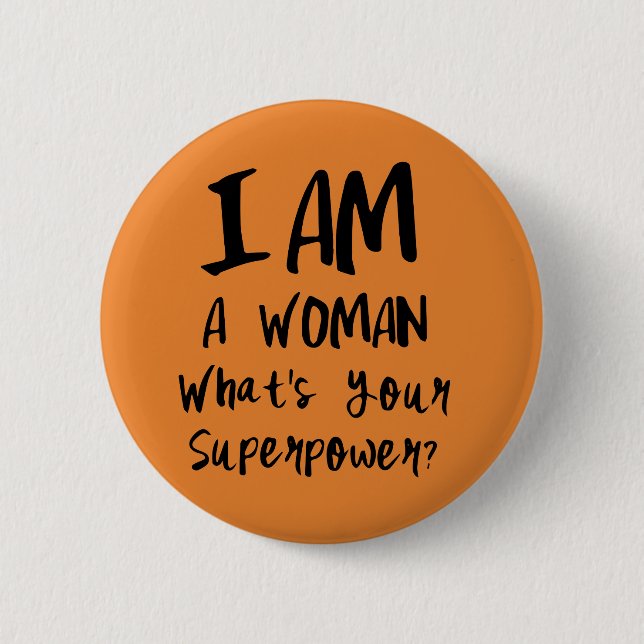 Strong Female Girl Power Pinback Button (Front)