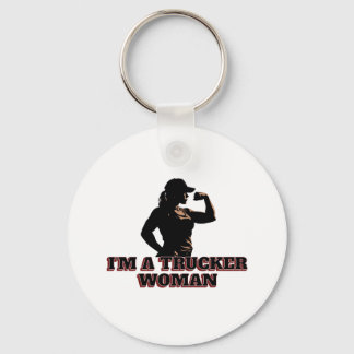Strong Female Trucker Woman Power Road Pride Keychain