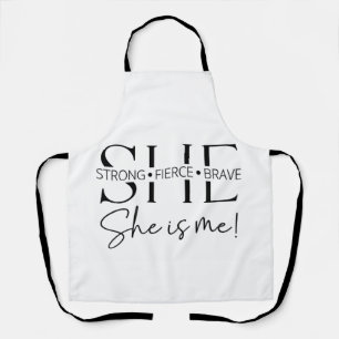 Strong Fierce Brave Inspirational Quote Typography Apron