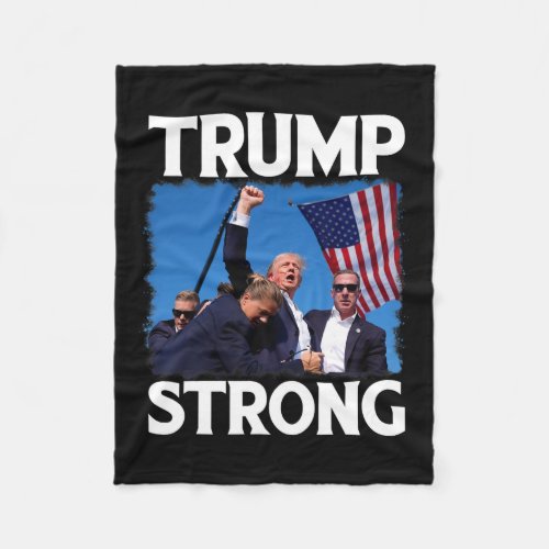 Strong Fist Hand Us Vote Trump 2024 Survives Rally Fleece Blanket