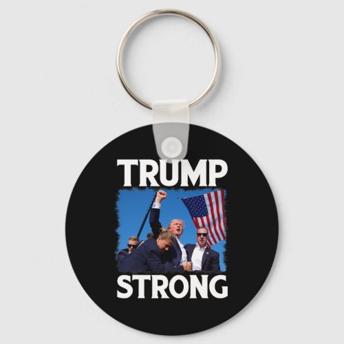 Strong Fist Hand Us Vote Trump 2024 Survives Rally Keychain