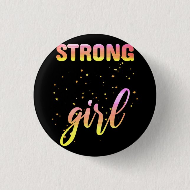 Strong Girl Pastel Star Button (Front)