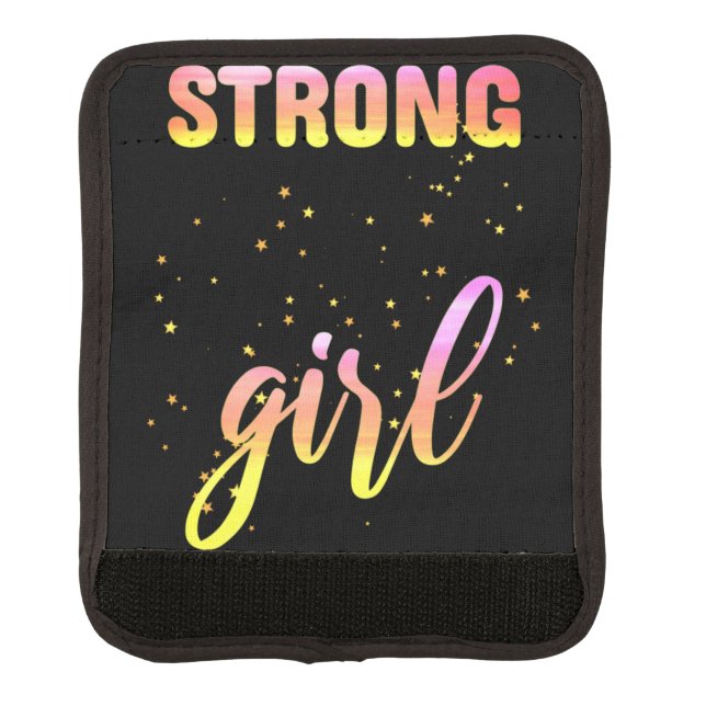 Strong Girl Pastel Star Luggage Handle Wrap (Front)
