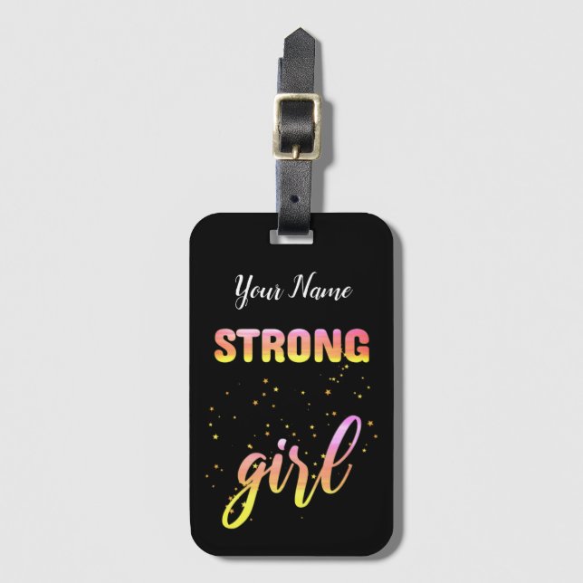 Strong Girl Pastel Star Luggage Tag (Front Vertical)