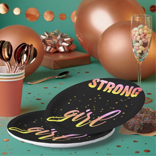 Strong Girl Pastel Star Paper Plates (Multi)