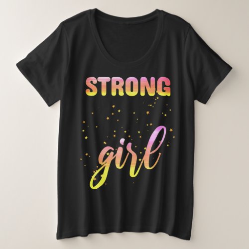 Strong Girl Pastel Star Plus Size T_Shirt