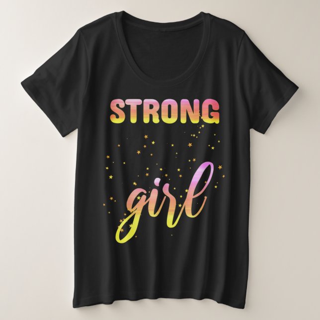 Strong Girl Pastel Star Plus Size T-Shirt (Design Front)