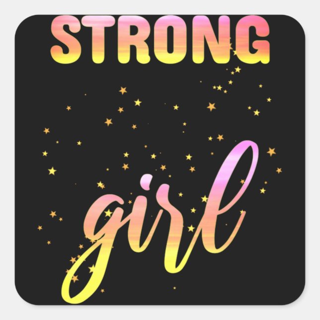 Strong Girl Pastel Star Square Sticker (Front)