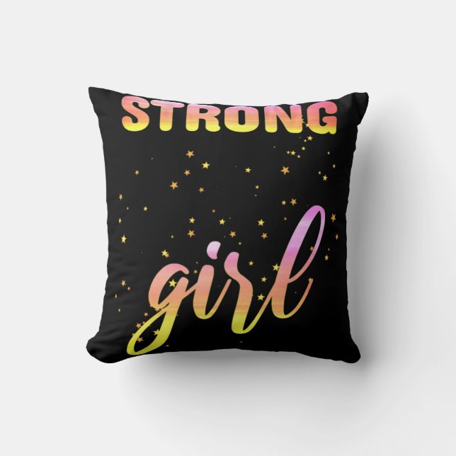 Strong Girl Pastel Star Throw Pillow (Front)