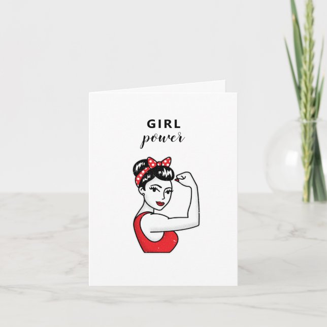 strong  girl power happy women's day feminist card (Front)