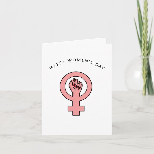 strong  girl power happy women's day feminist card (Front)