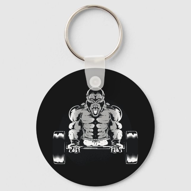 Strong Gorilla Pumps Muscles Keychain (Front)