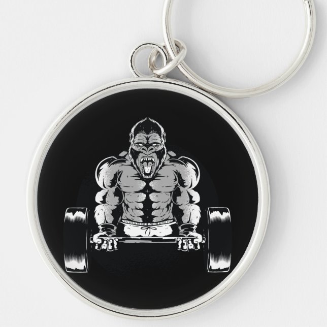 Strong Gorilla Pumps Muscles Keychain (Front)