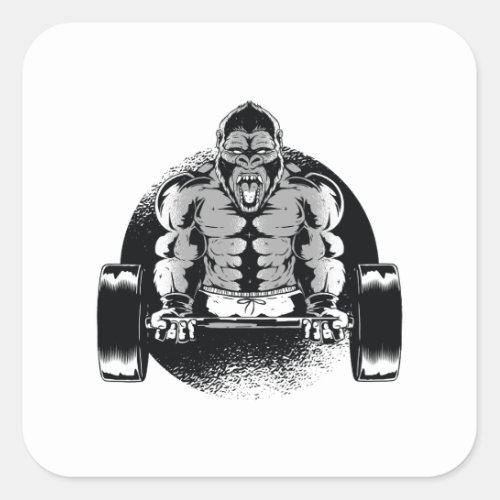 Strong Gorilla Pumps Muscles Square Sticker