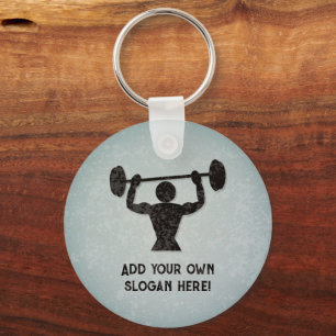 Strong Guy Lifting - your text on weight training Keychain