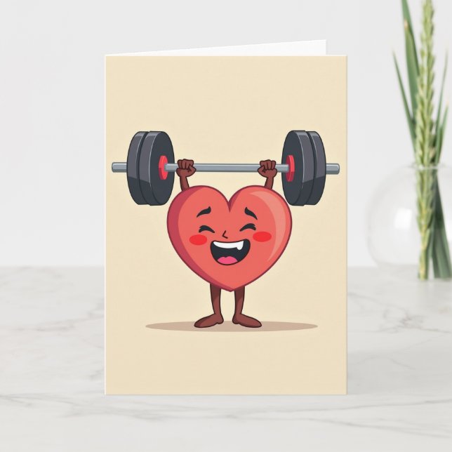 Strong Heart Workout Greeting Card (Front)