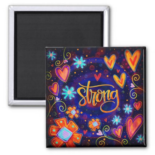 Strong Hearts Pretty Floral Colorful Inspirivity Magnet